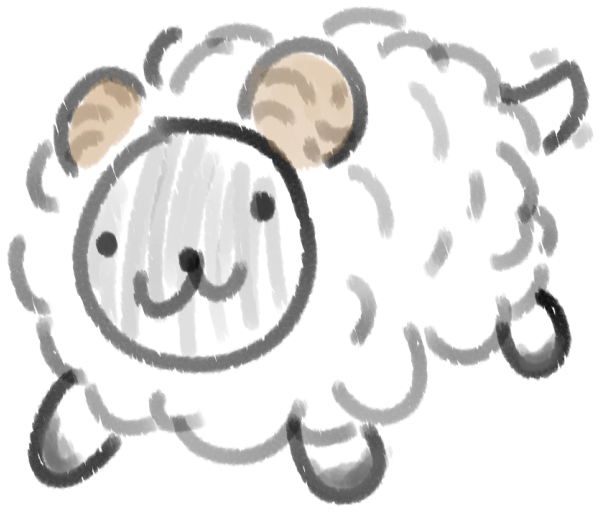 a doodle of a smiling fluffy sheep
